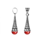 AP-6170-CR Sterling Silver Pendant With Coral Jewelry Bali Designs Inc